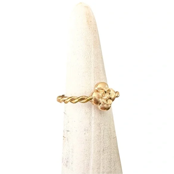 Chanel Gold B13 Camellia Flower Twist Band Ring with Box Size 6 - Picture 7 of 15